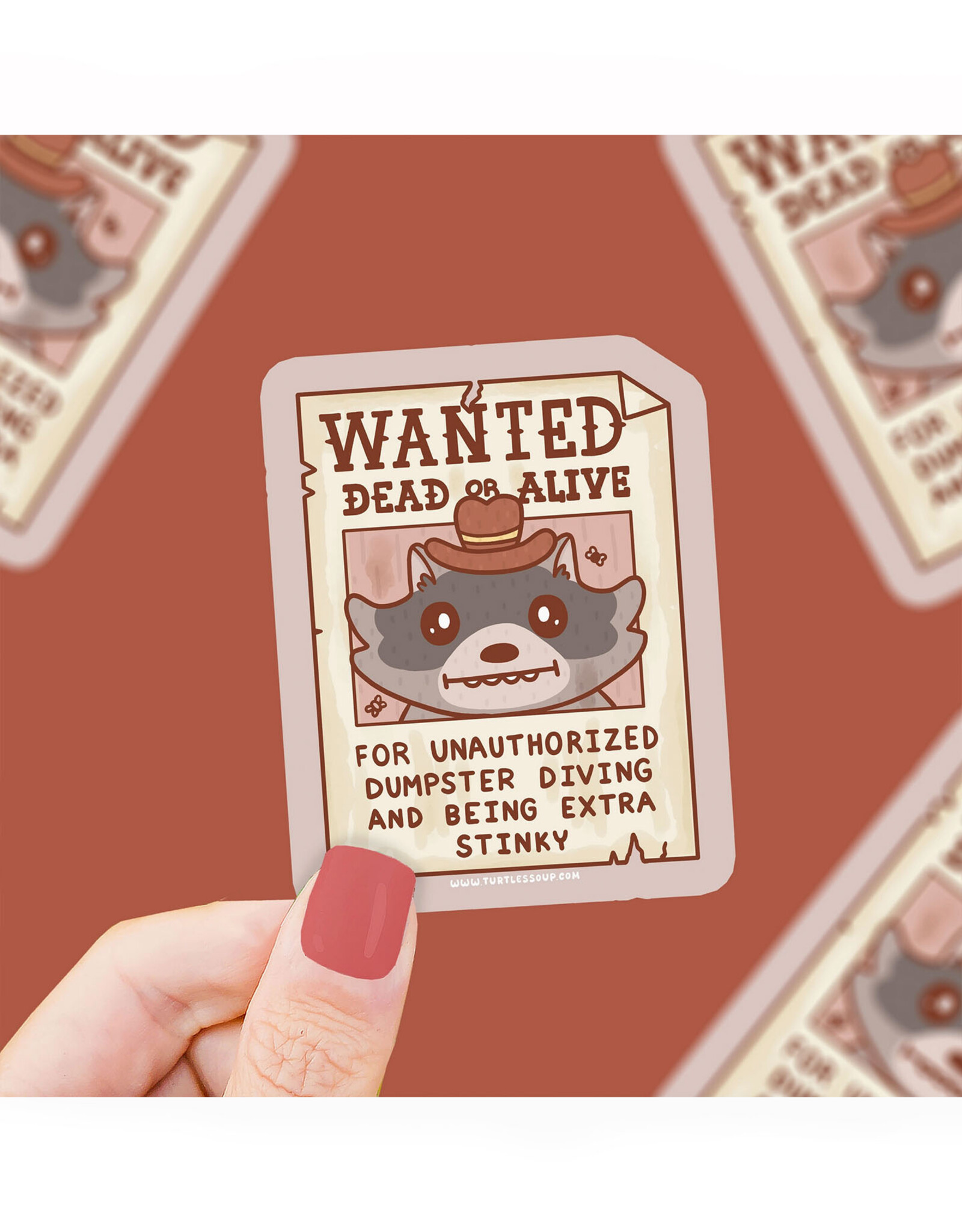 Wanted Dead or Alive Raccoon Sign Sticker