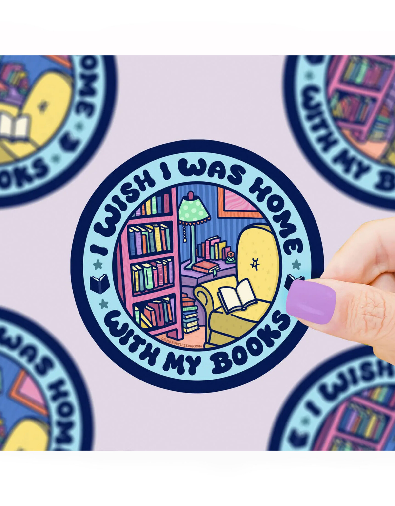 Wish I Was Home With My Books Sticker