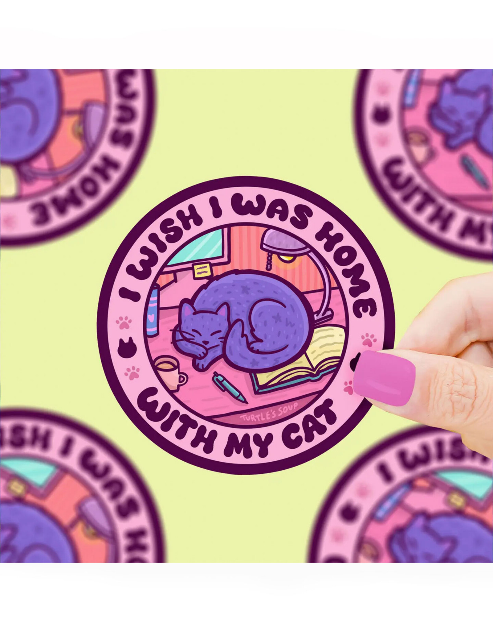 Wish I Was Home With My Cat Sticker