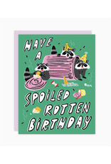 Spoiled Rotten Birthday Raccoons Greeting Card