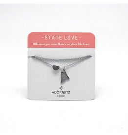 I Heart Rhode Island Necklace - Silver