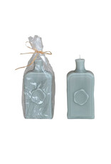 Unscented Embossed Vintage Bottle Shaped Candle- Light Blue Grey * Unscented Embossed Vintage Bottle Shaped Candle- Light Blue Grey *