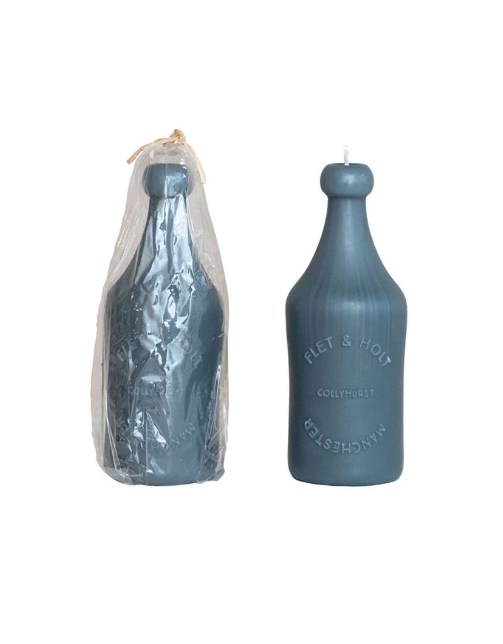 Unscented Embossed Vintage Bottle Shaped Candle - Teal *