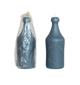 Unscented Embossed Vintage Bottle Shaped Candle - Teal