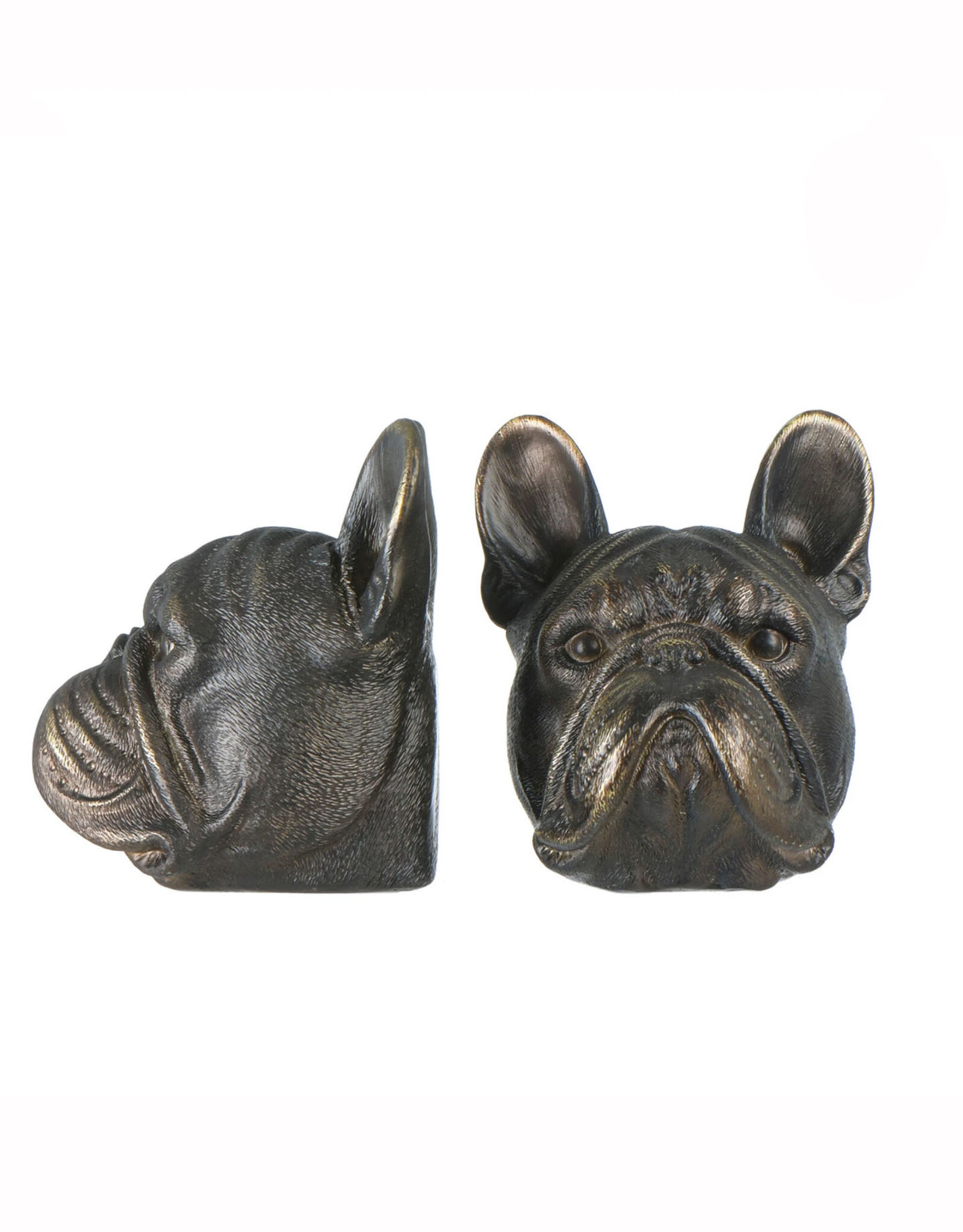 Bronze Dog Head Bookends - Set of 2