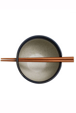 Polka Dot Blue Stoneware Bowl with Chopsticks