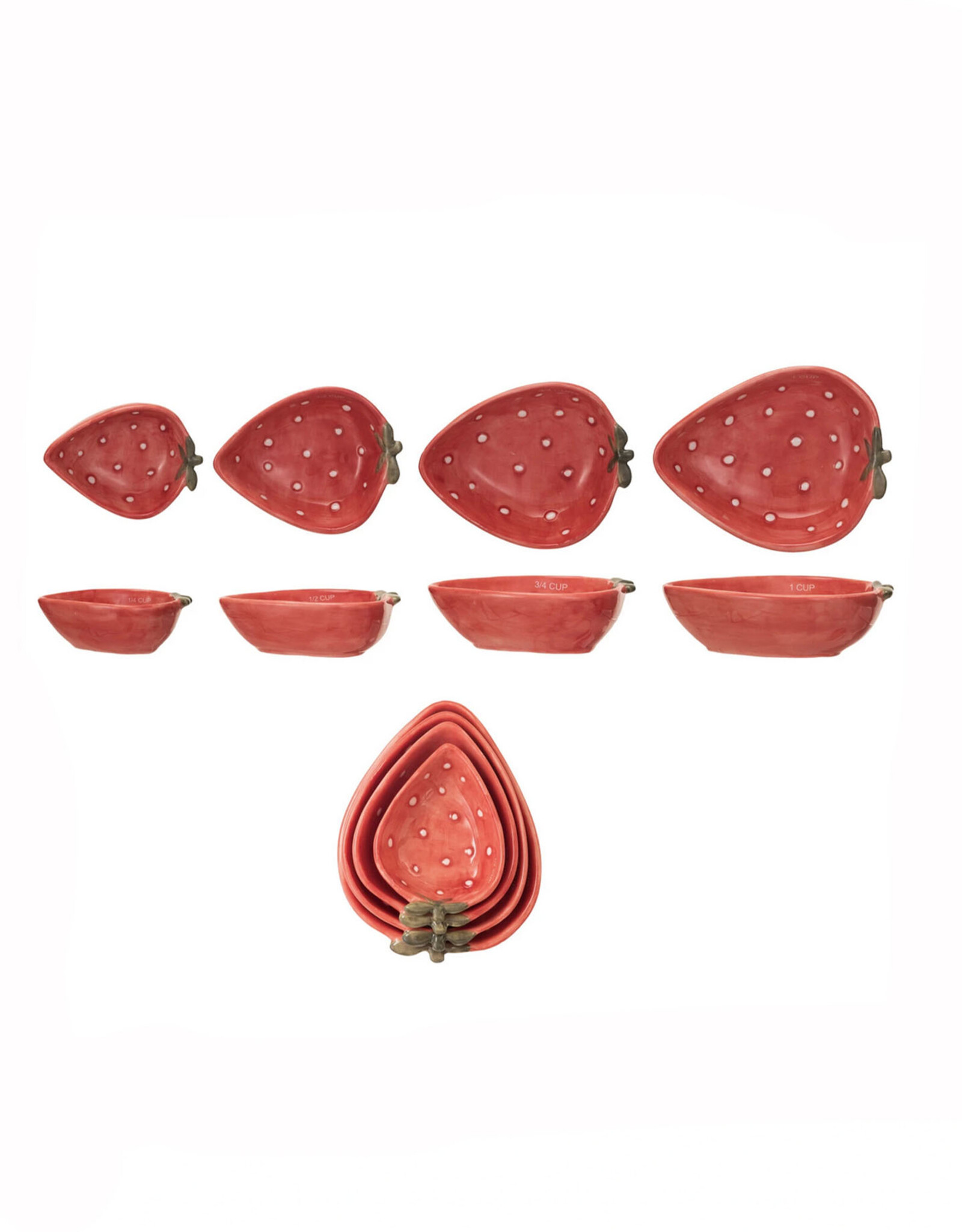 Hand-Painted Strawberry Shaped Measuring Cups - Set of 4