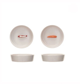 Stoneware Pet Bowl w/ Fish - Assorted