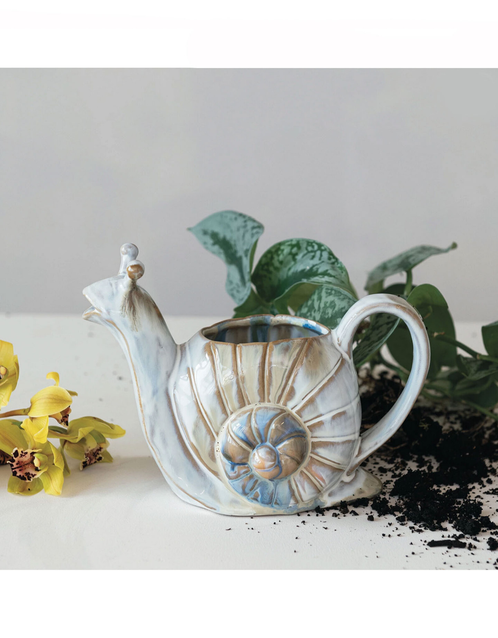 24 oz. Stoneware Snail Watering Can