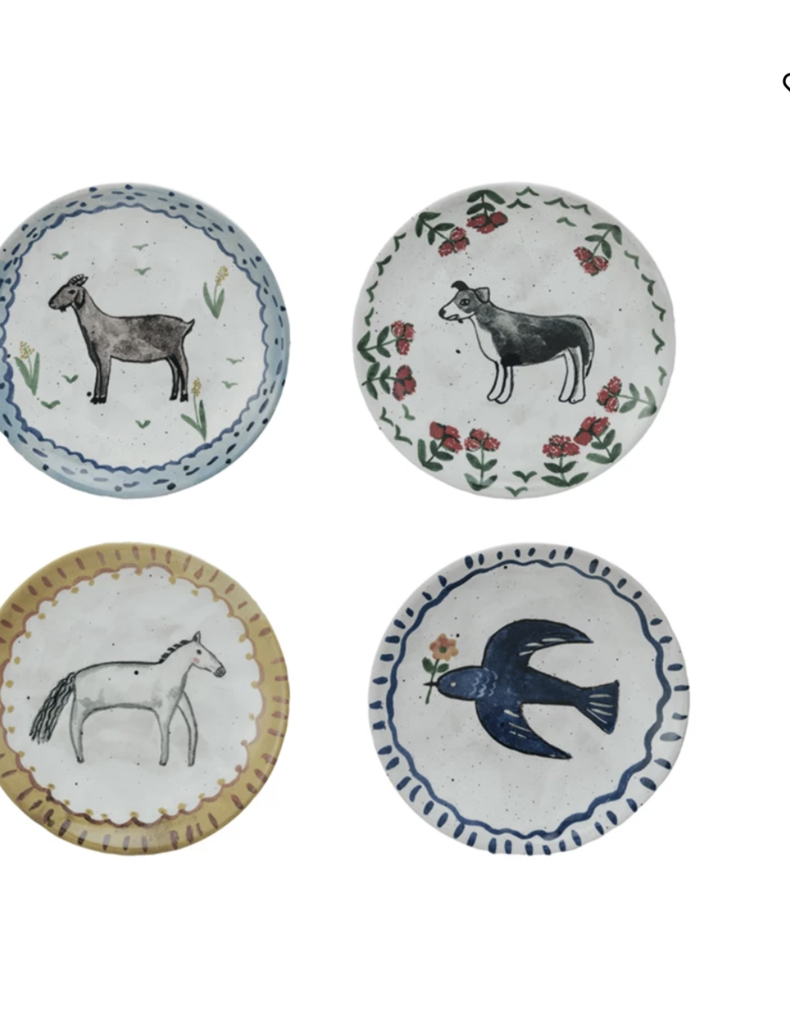 Hand-Painted Stoneware Animal Plate