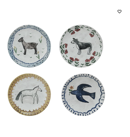 Hand-Painted Stoneware Animal Plate
