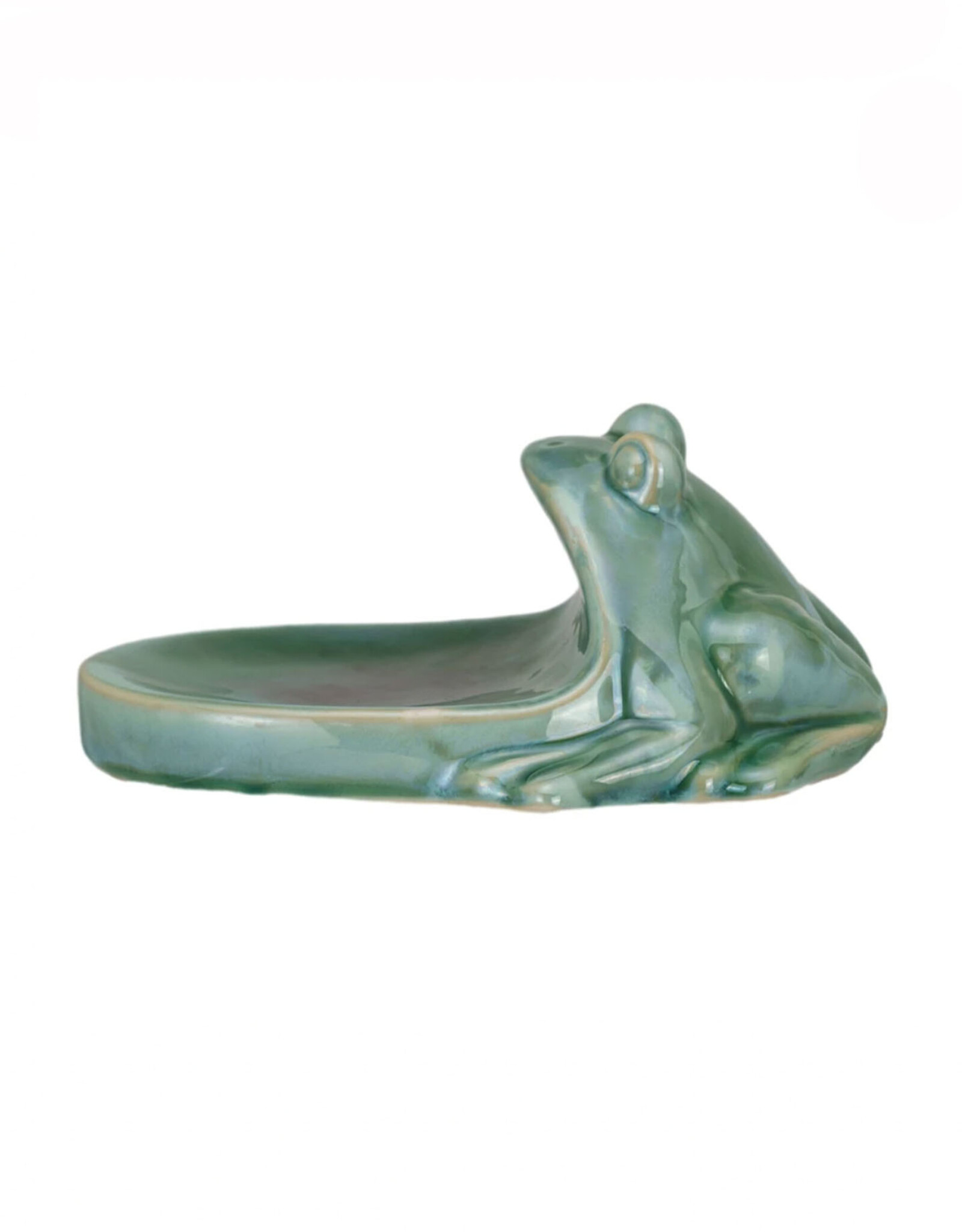 Green Stoneware Frog Soap Dish