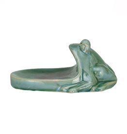 Green Stoneware Frog Soap Dish