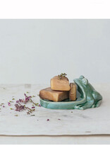 Green Stoneware Frog Soap Dish