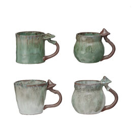 14 oz Stoneware Mug w/ Mushroom Handle (Assorted)