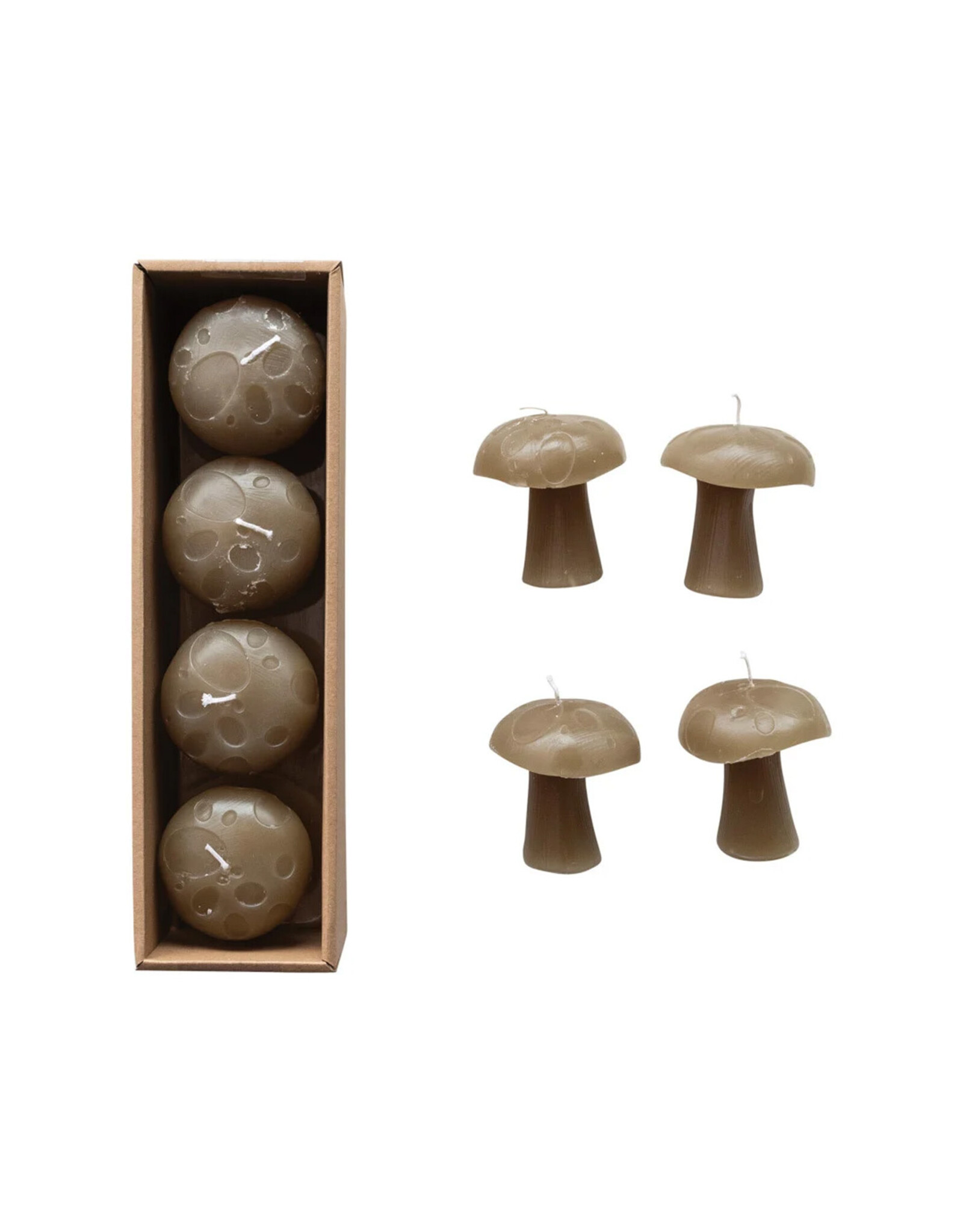 Olive Mushroom Unscented Candles