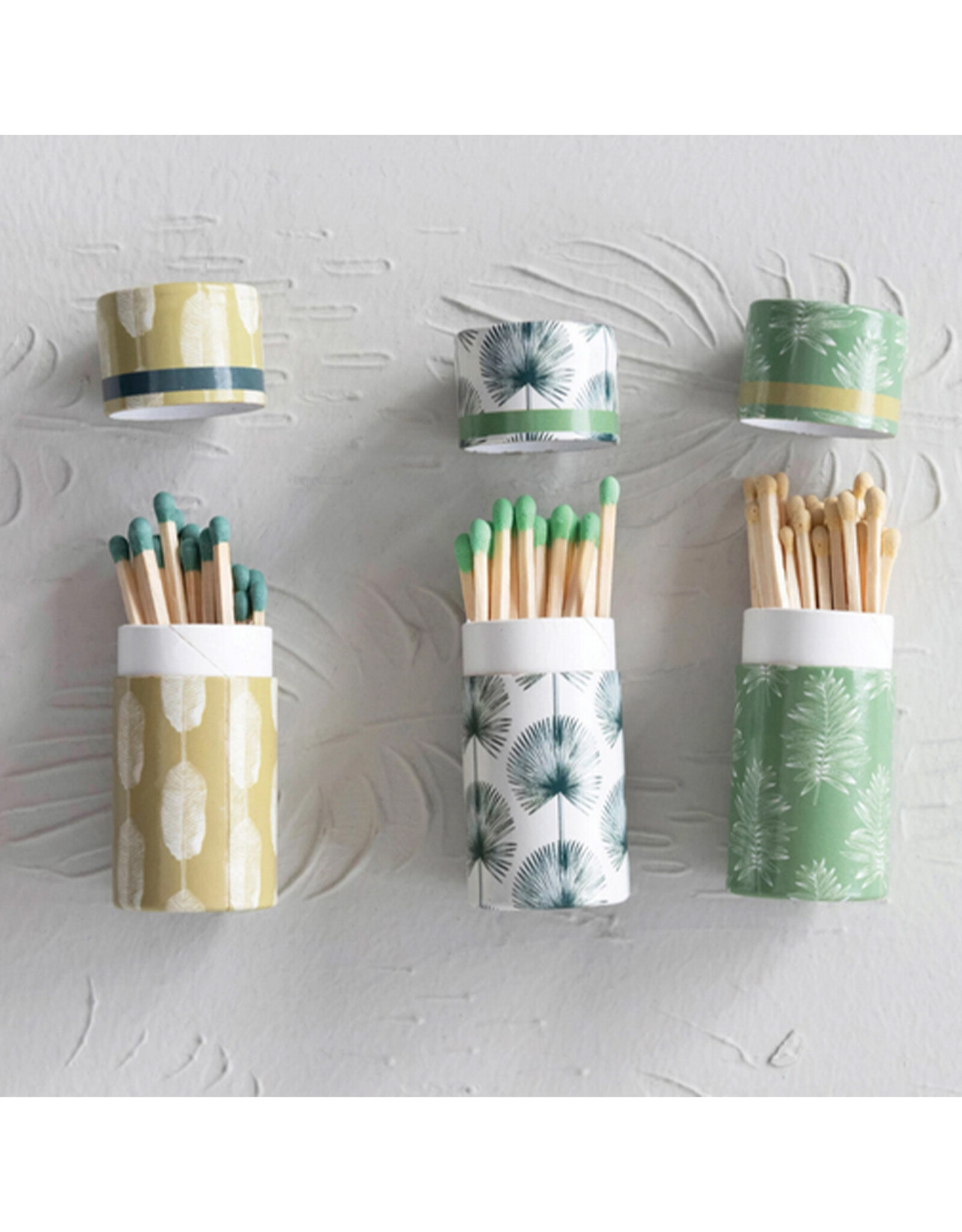 Safety Matches in Tube Matchbox with Leaves Print (Assorted)