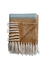 Brushed Acrylic & New Zealand Wool Throw w/ Stripes & Fringe - Sand, Blue & Purple