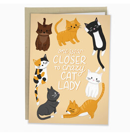 Closer Crazy Cat Lady Birthday Greeting Card