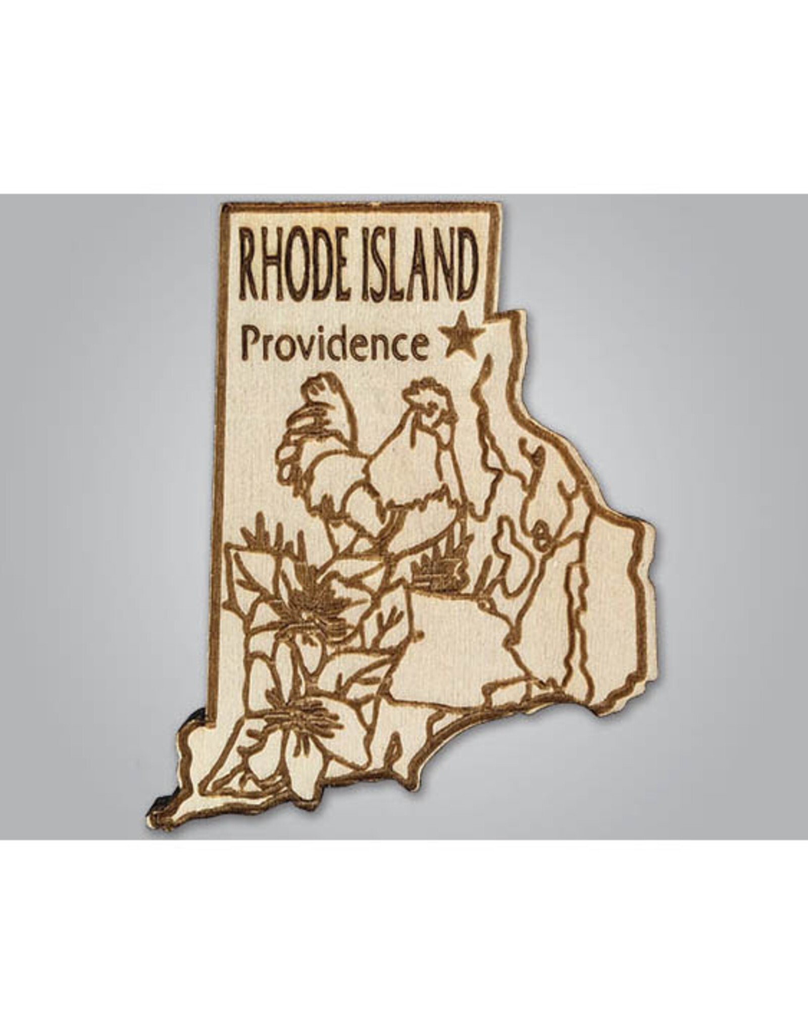 Laser Cut Wood Rhode Island Magnet