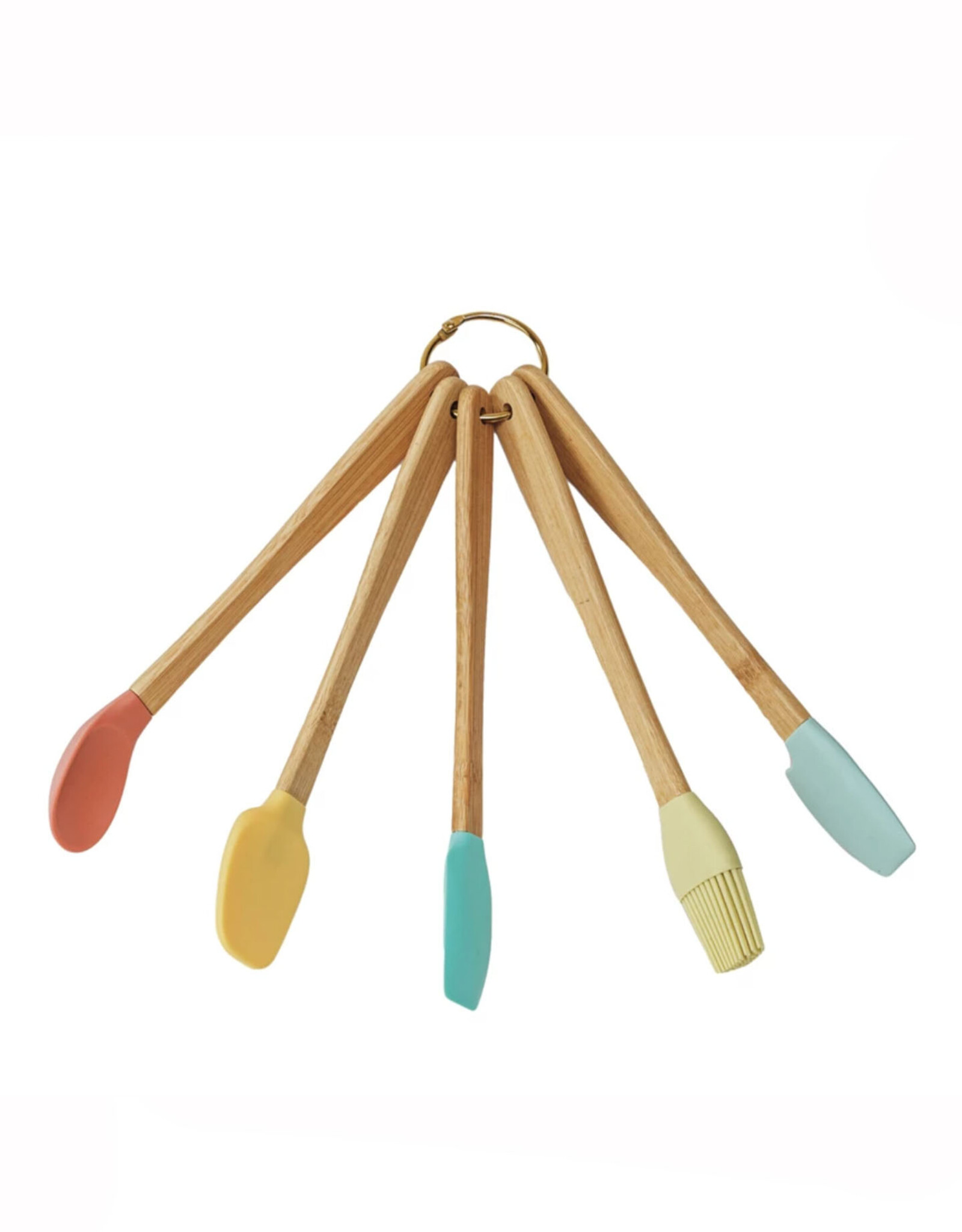 Silicone & Wood Multicolor Mini Kitchen Utensils Set of 5