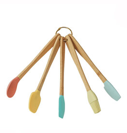 Silicone & Wood Multicolor Mini Kitchen Utensils Set of 5