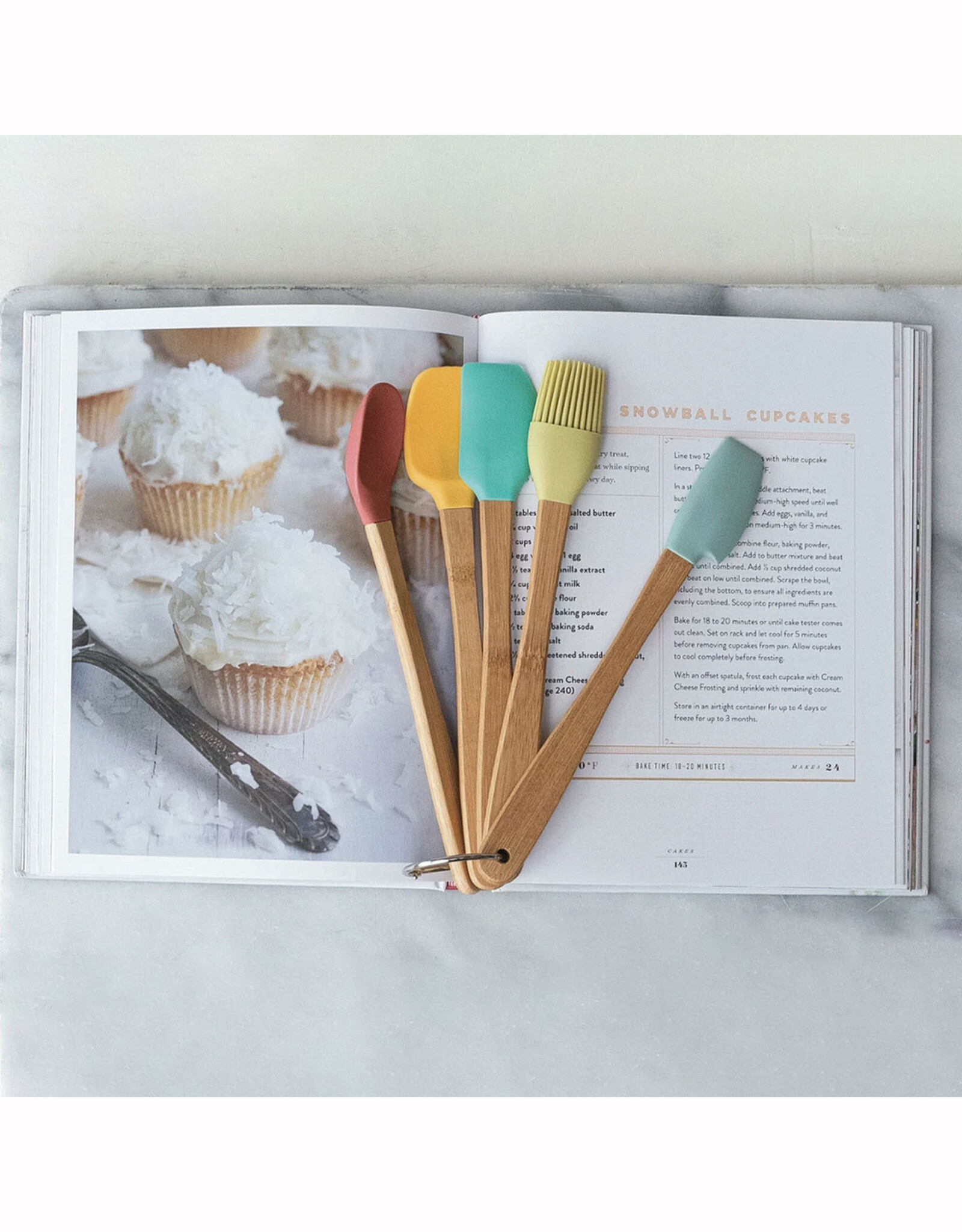 Silicone & Wood Multicolor Mini Kitchen Utensils Set of 5