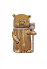 Stoneware Honey Bear Jar with Honey Dipper