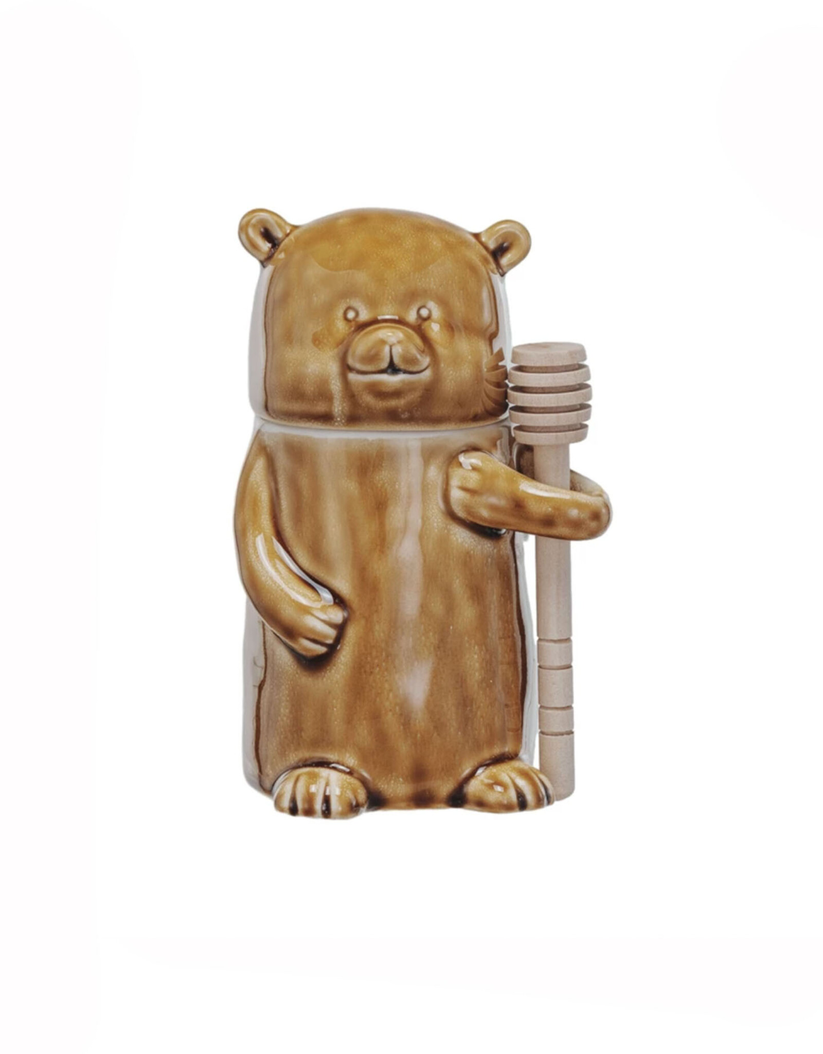 Stoneware Honey Bear Jar with Honey Dipper