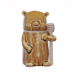 Stoneware Honey Bear Jar with Honey Dipper