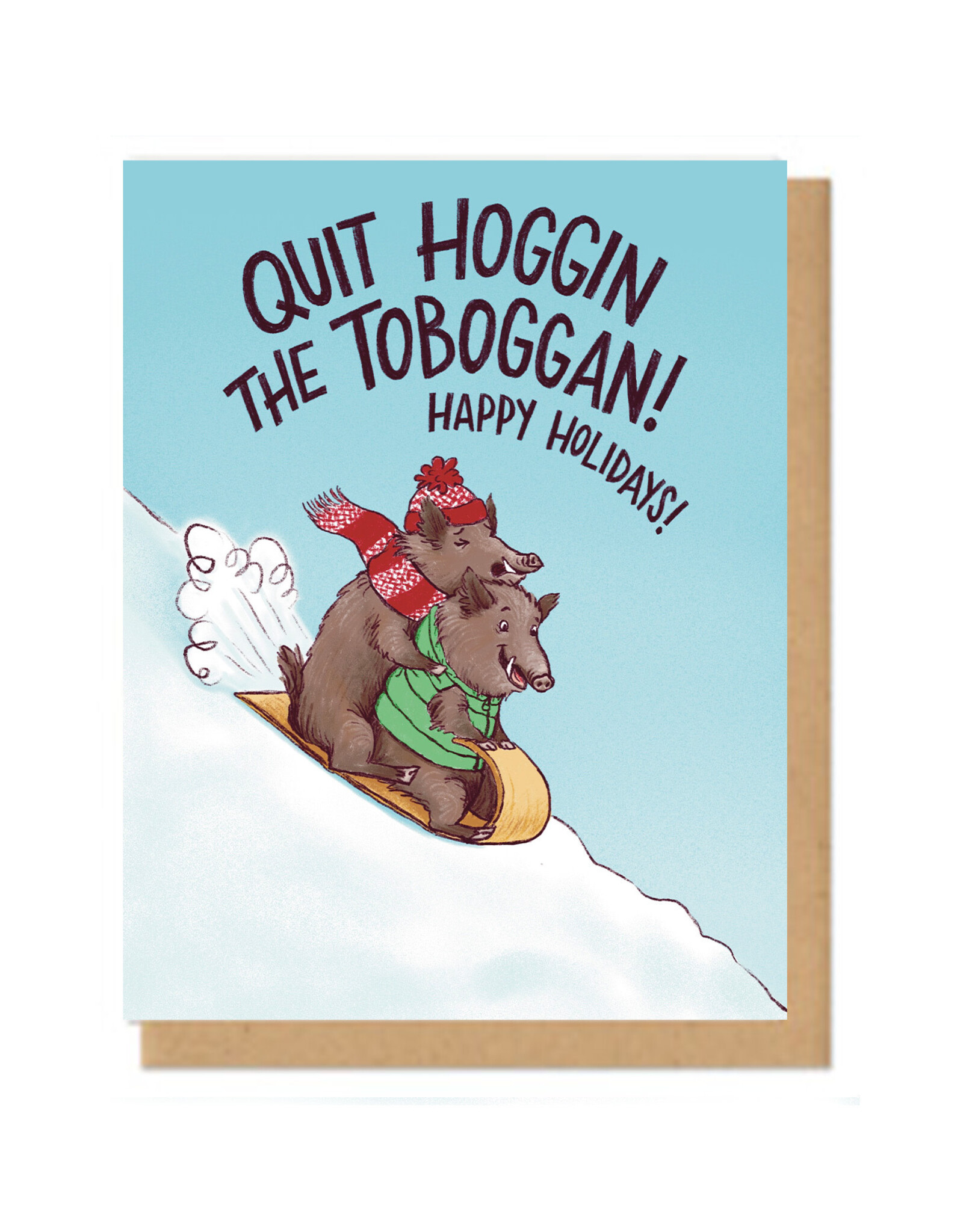 Hoggin the Toboggan Holiday Greeting Card