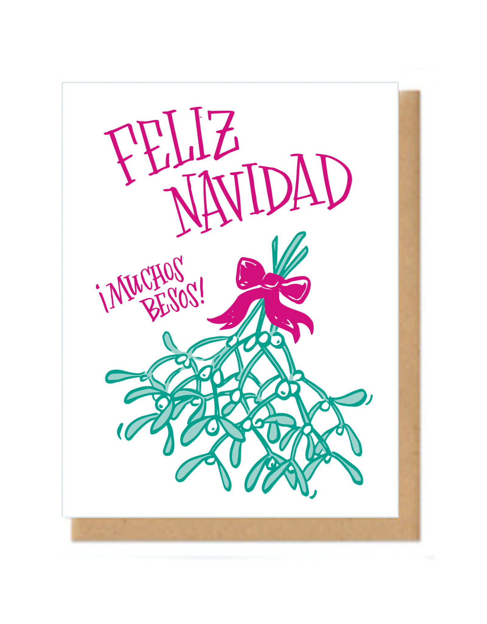 Feliz Navidad Mistletoe Greeting Card