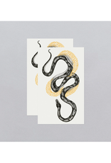 Shimmering Gold Snake Tattoo Pair