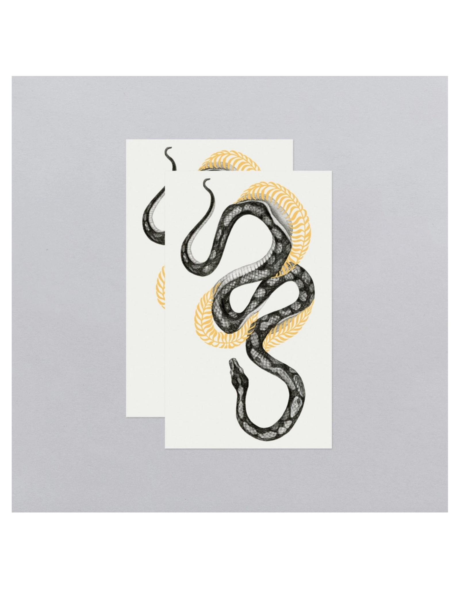Shimmering Gold Snake Tattoo Pair