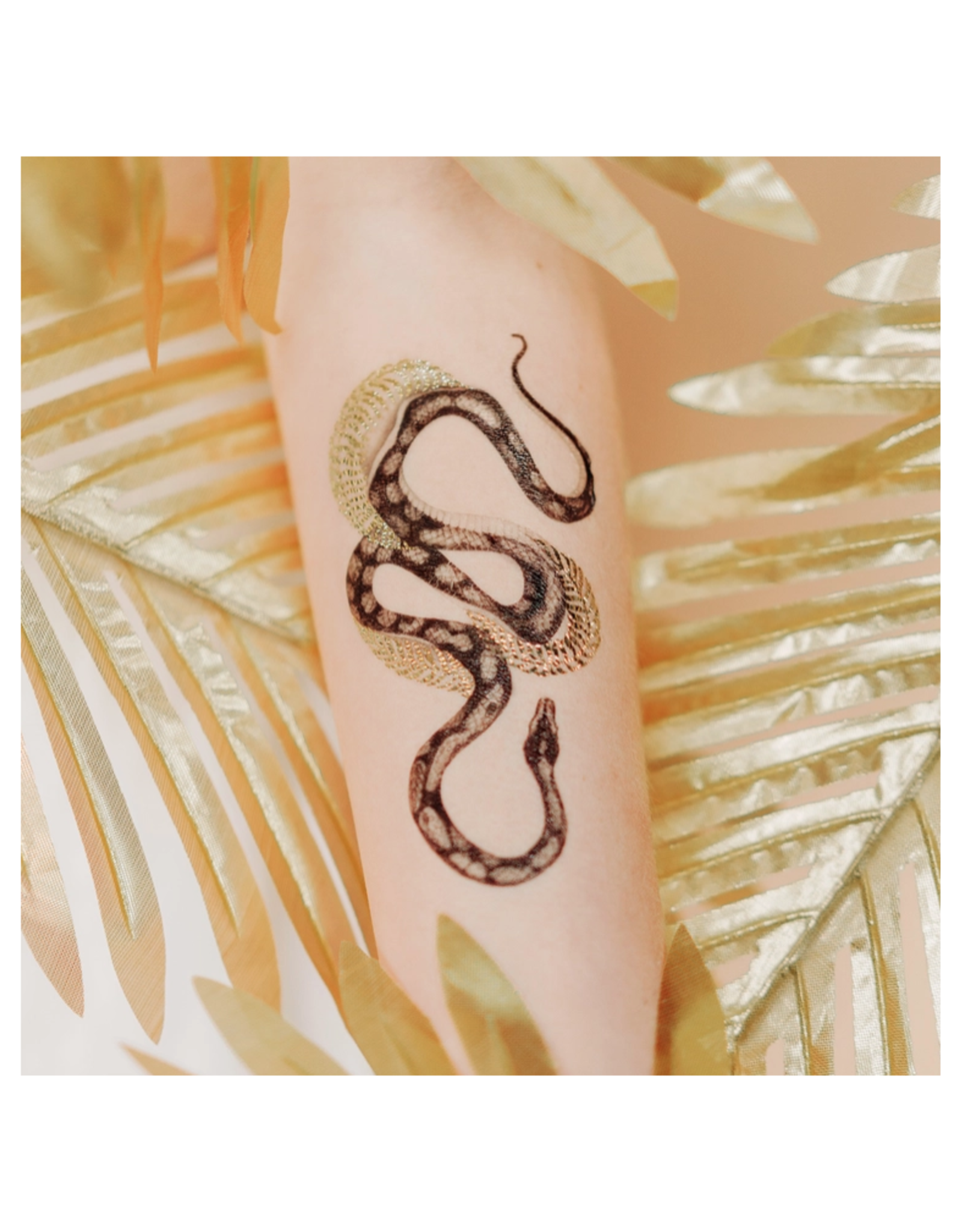 Shimmering Gold Snake Tattoo Pair