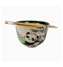 Playful Panda Donburi Bowl & Chopsticks Set (White)