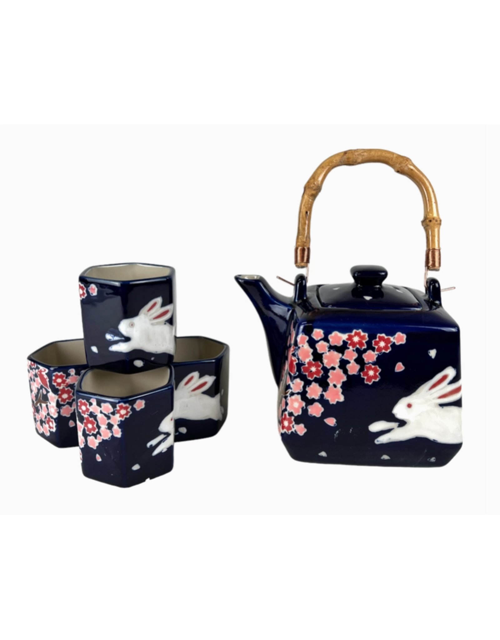 Sakura Cherry Blossoms & Rabbit Tea Set for 4