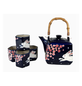Sakura Cherry Blossoms & Rabbit Tea Set for 4
