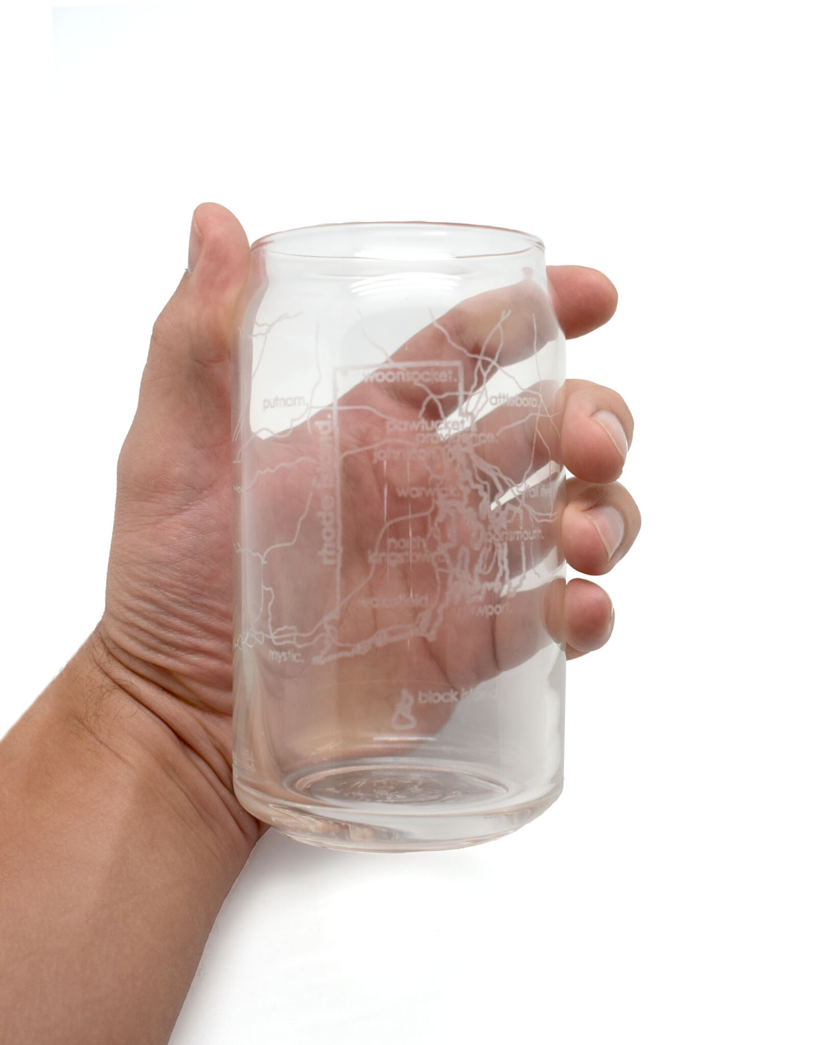 Rhode Island State Map 16 oz. Can Glass