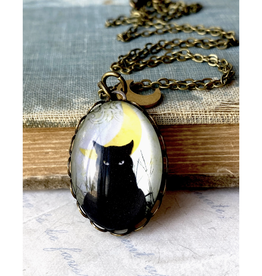 Black Cat Cameo Necklace