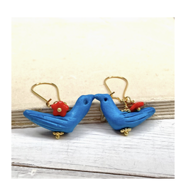 Blue Bird Ceramic Earrings