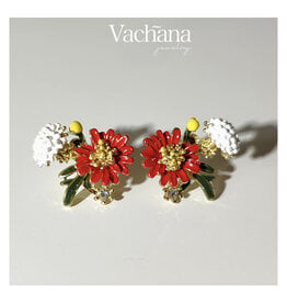 Red Flower Bouquet Earrings