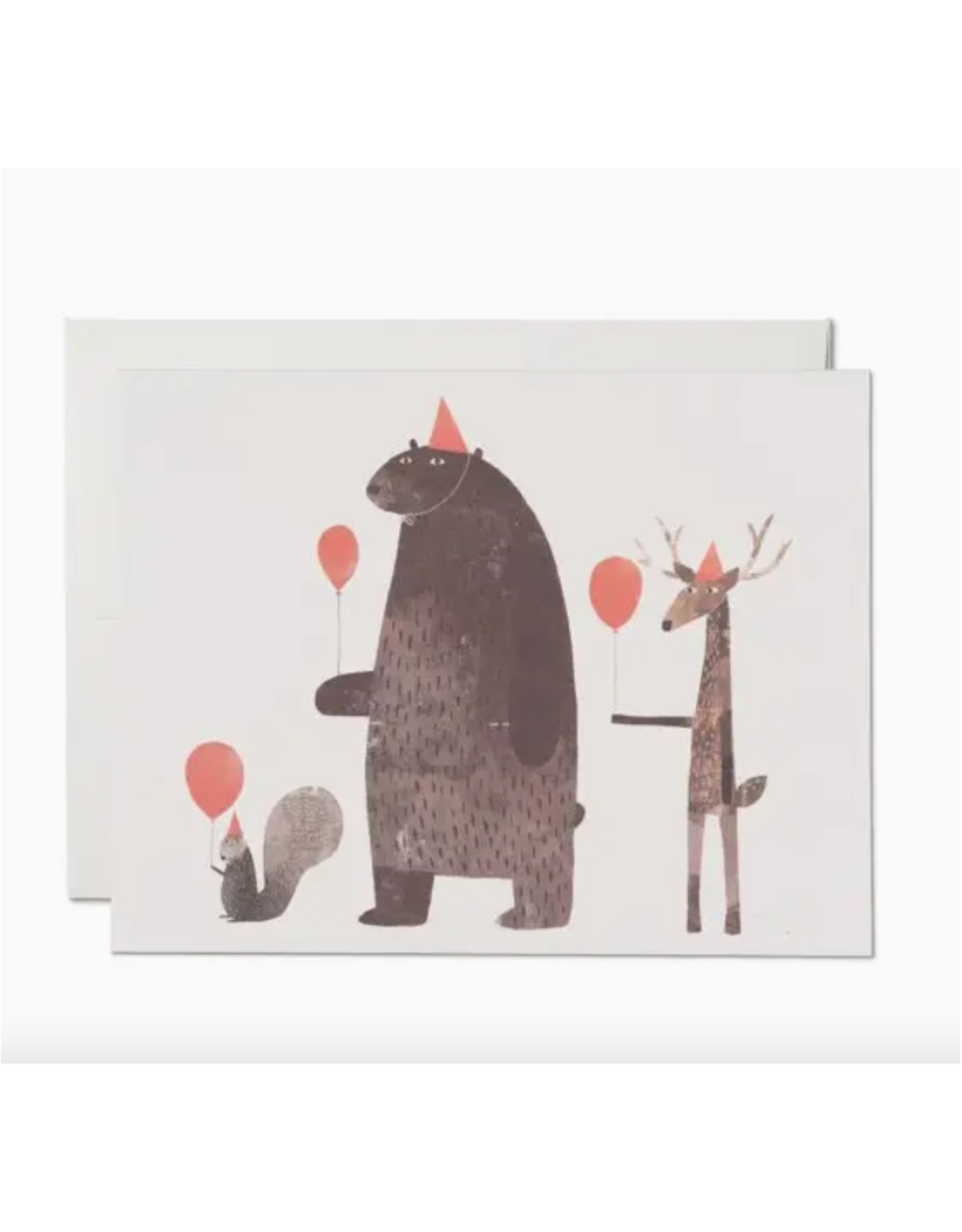 Party Animals with Red Balloons Birthday Greeting Card