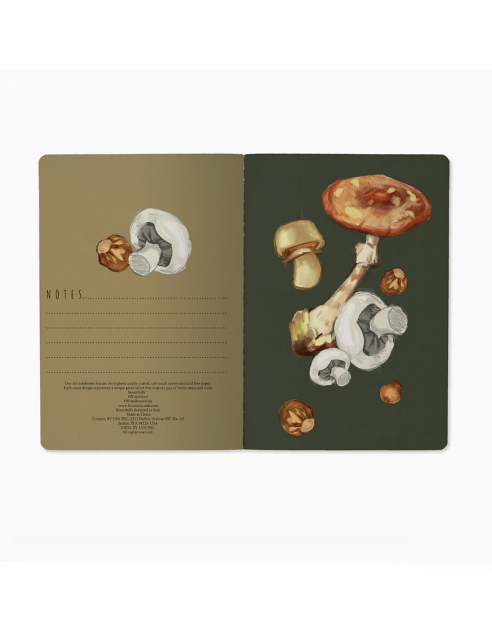 Mushrooms on Black Notebook