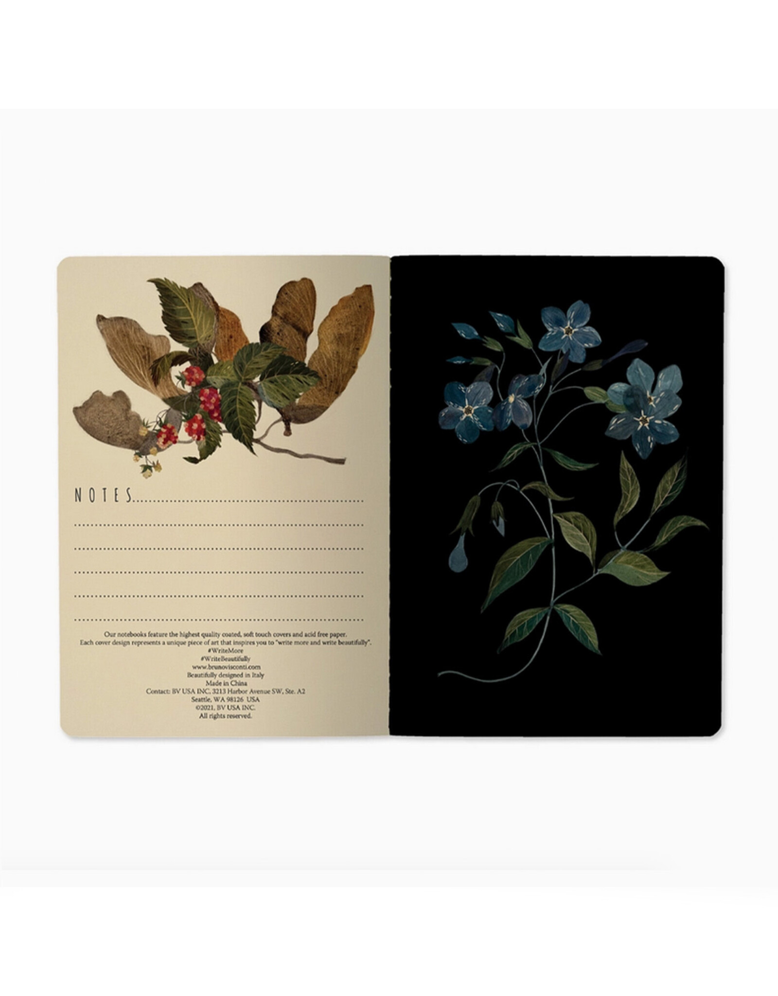 Small Forest Flowers (Black) Notebook
