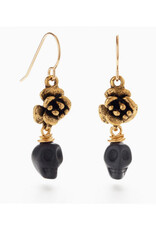 Skull and Flower Drop Earrings