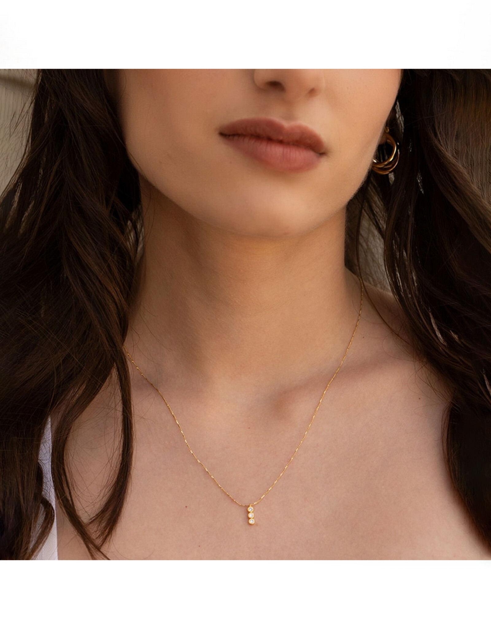 Three Crystal Bar Pendant Necklace