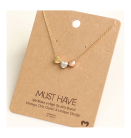 Dainty Three Hearts Necklace - Gold