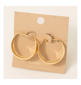 Flat Wide Latch Hoop Earrings