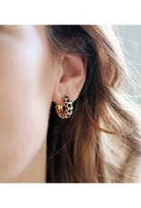 Black Geometric Enamel Hoop Earrings